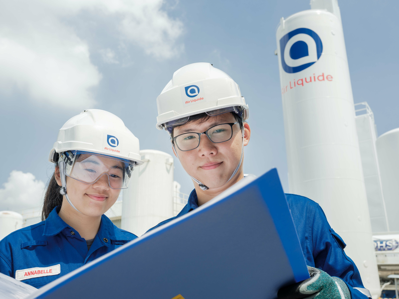 Man and woman on site